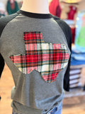 Plaid Texas Long Sleeve Raglan Tee | Grey/Black