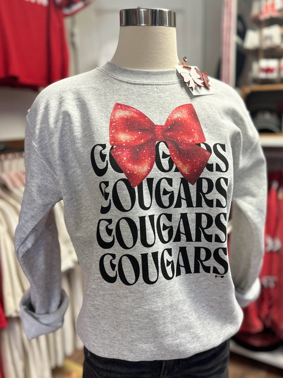 YOUTH+ADULT! Cougars Bow Repeat Sweatshirt | Heather Grey