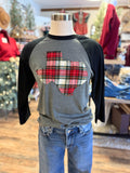 Plaid Texas Long Sleeve Raglan Tee | Grey/Black