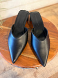 The Adina Pointed Toe Mule Heels | Black