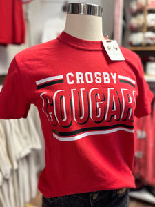 YOUTH+ADULT! Crosby Cougars Triple Threat Tee | Red