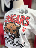 YOUTH+ADULT! Cougars Checkered Star Mascot Tee | White