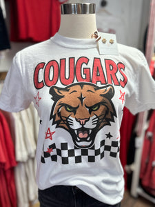 YOUTH+ADULT! Cougars Checkered Star Mascot Tee | White