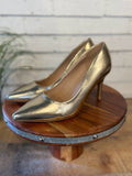 The Florian Pointed Toe Stiletto Pumps | Gold