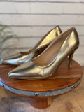 The Florian Pointed Toe Stiletto Pumps | Gold