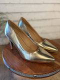 The Florian Pointed Toe Stiletto Pumps | Gold