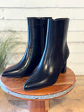 The Gaia Pointed Toe Block Heel Bootie | Black