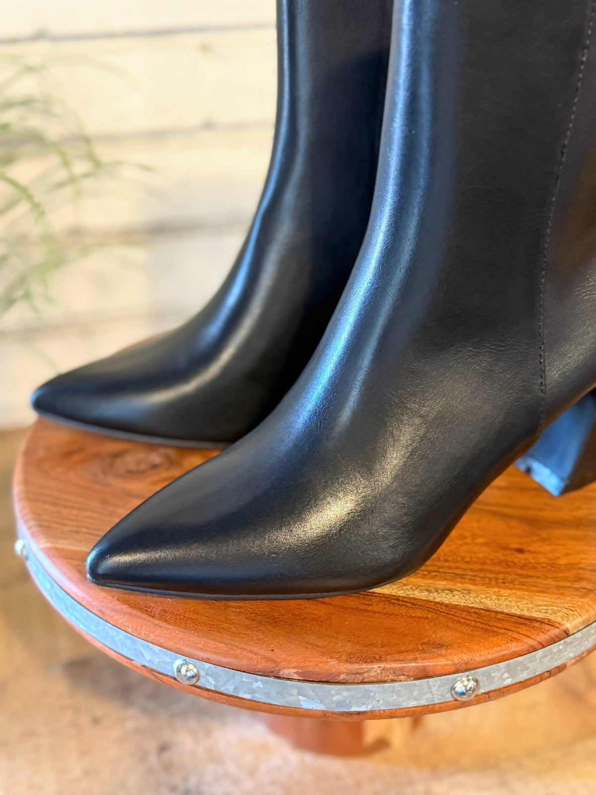 The Gaia Pointed Toe Block Heel Bootie | Black