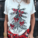Vintage Tree w/ Glitter Bow Tee | Cream