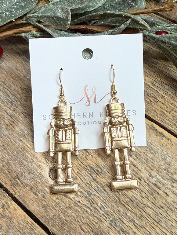 Nutcracker Metal Earrings | Gold