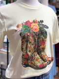 Floral Boots Western Tee | Cream Natural