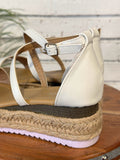 The Candide Low Strappy Wedge | White