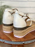 The Candide Low Strappy Wedge | White