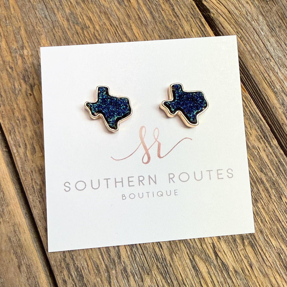 Texas Drusy Stud Earrings | Blue