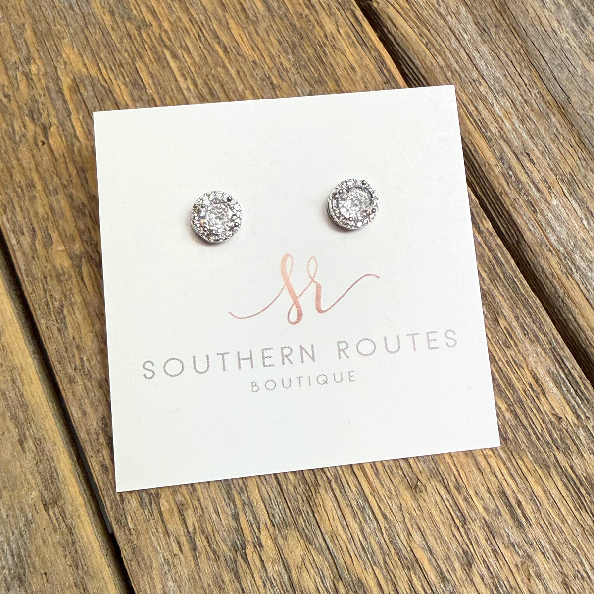 Crystal Stud Earrings | Silver