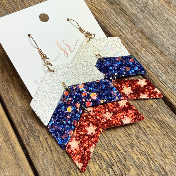 Star Spangled Chevron Earrings | Red/White/Blue