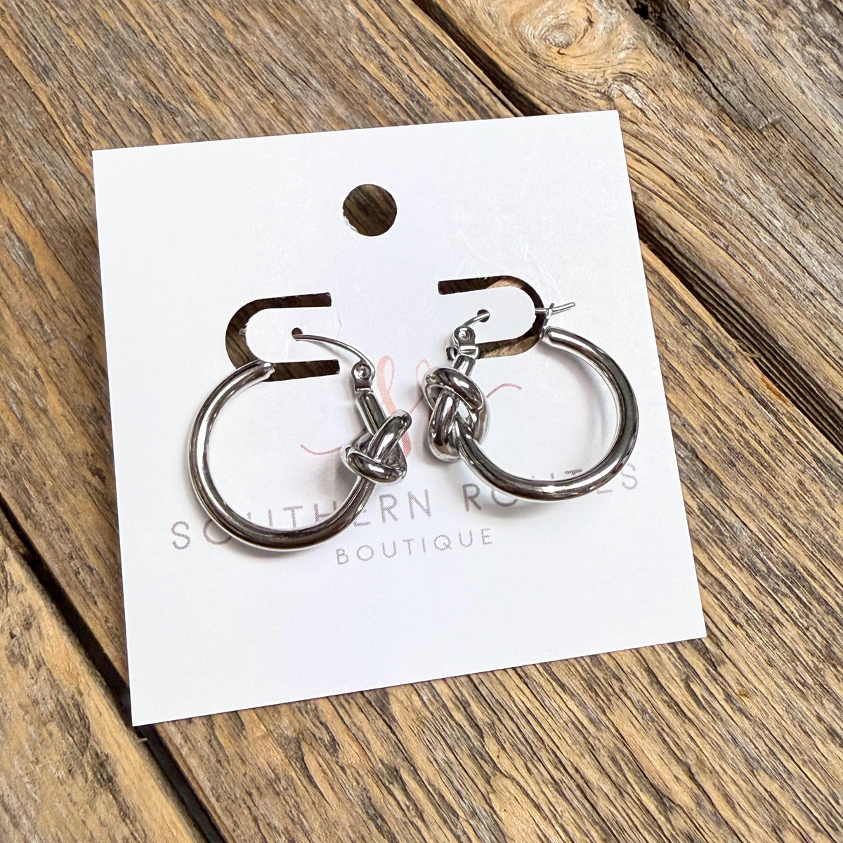 Knotted Hoop Earrings | Silver