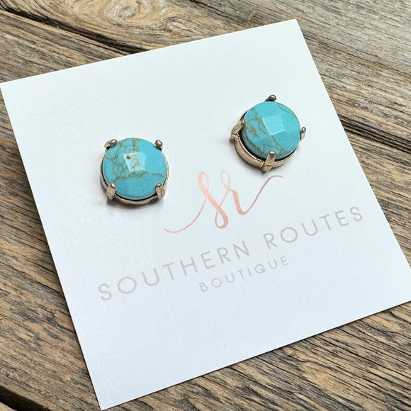 Stone Stud Earrings | Turquoise