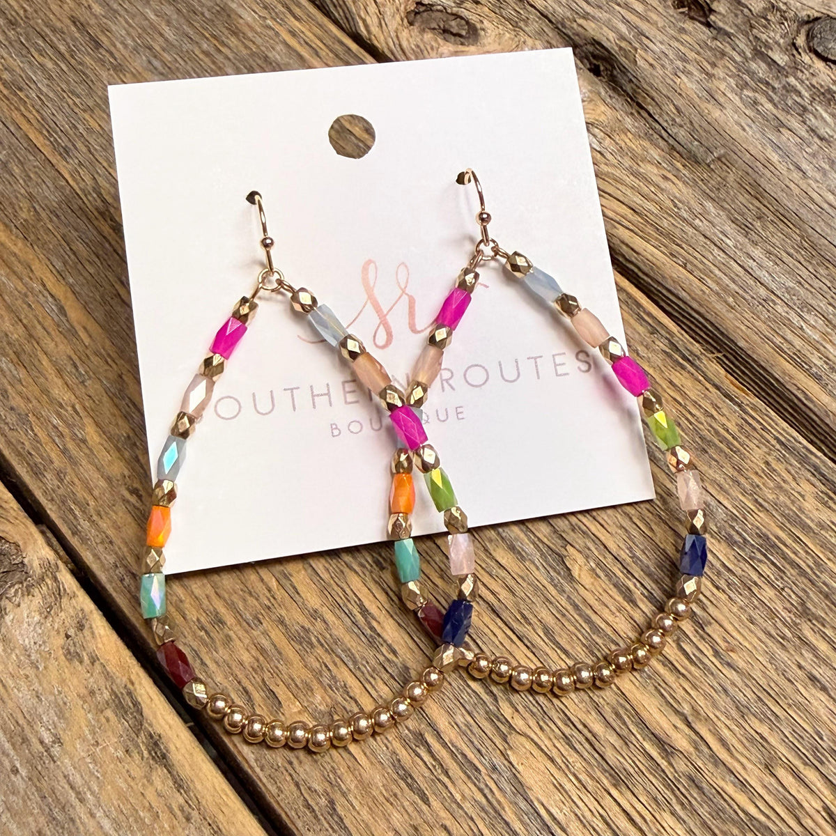 Beaded Teardrop Earrings | Multi/Gold