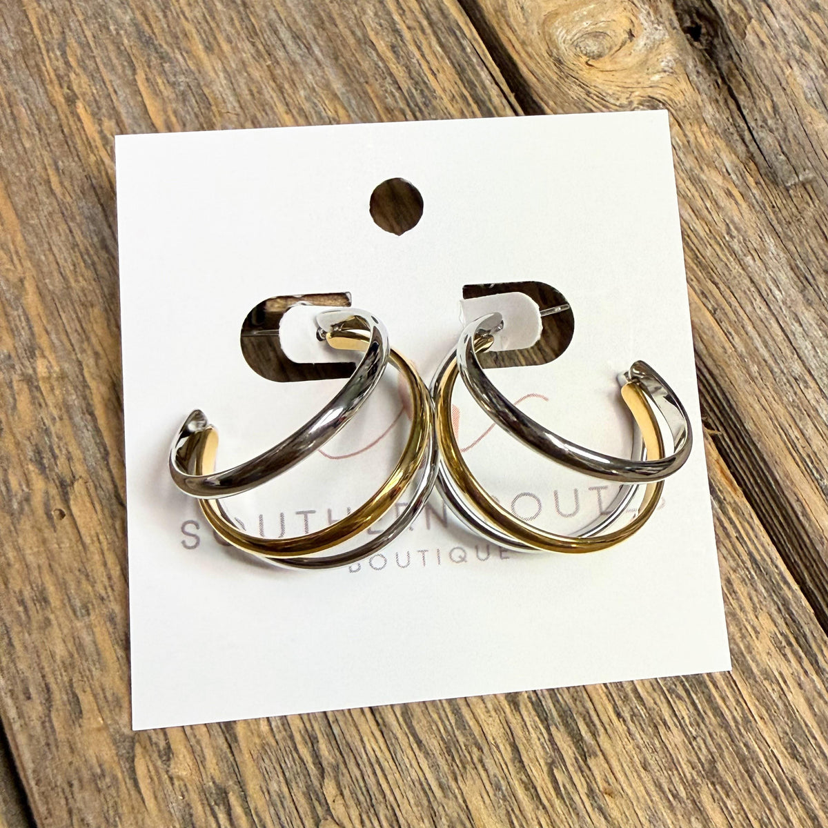 Mixed Metal Hoop Earrings | 18k Gold-Plated