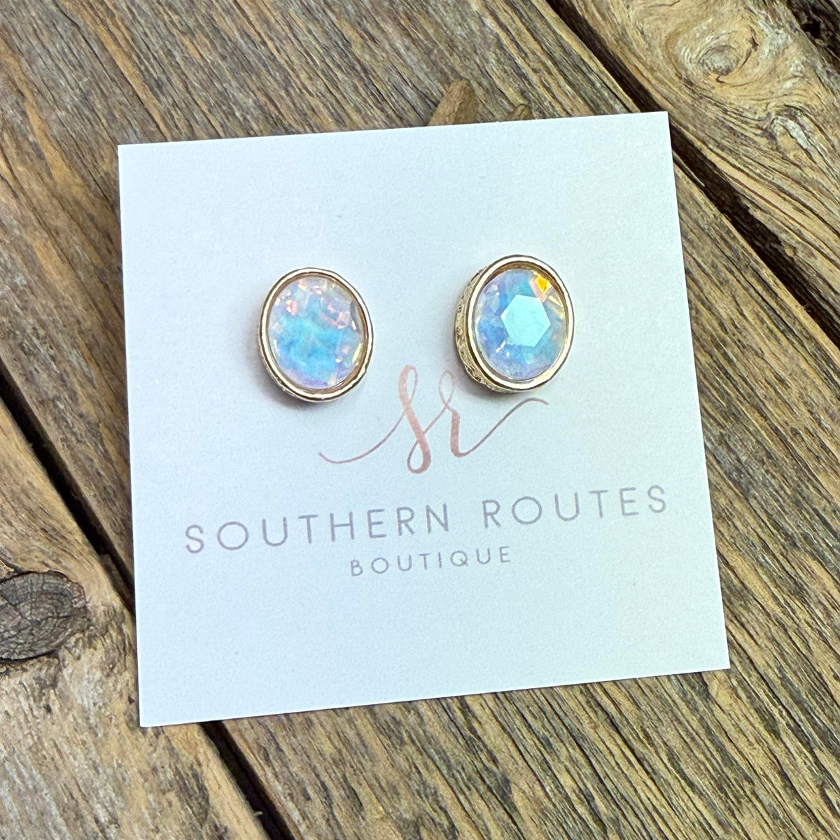 Cushion Cut Oval Stud Earrings | White Opal