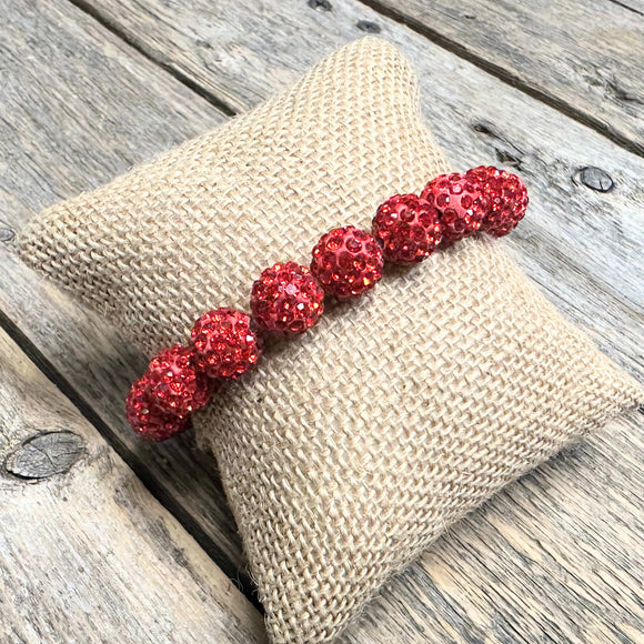 Crystal Stretch Bracelet | Red