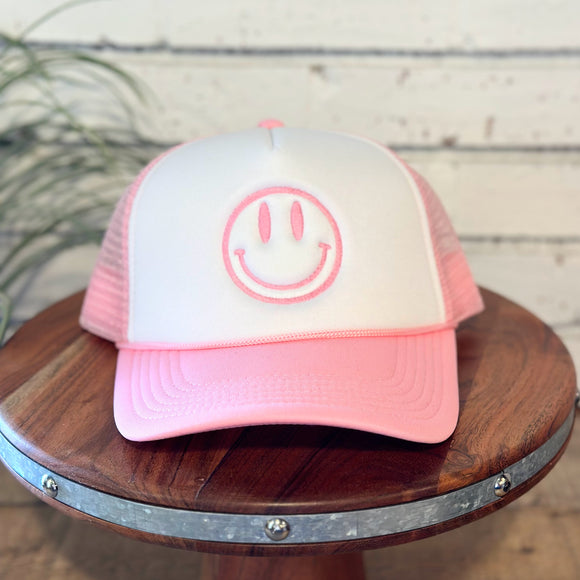 Smiley Foam Trucker Cap | Pink