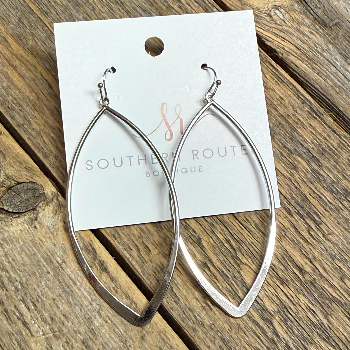 Open Elongated Oval Earrings | Silver