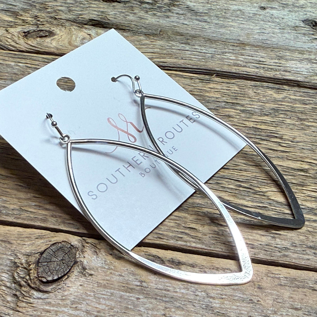 Open Elongated Oval Earrings | Silver