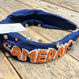 Embellished Knot Headband | Gameday Orange+Blue