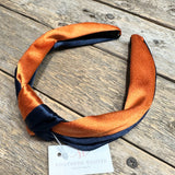 Satin Knot Headband | Orange+Blue