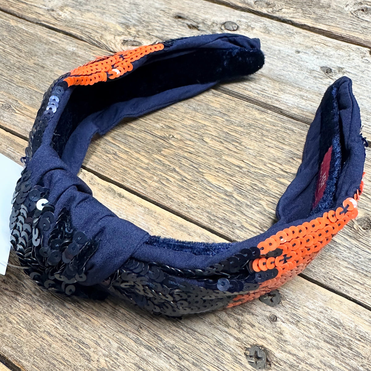 Sequin Knot Headband | Orange+Blue