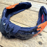 Sequin Knot Headband | Orange+Blue