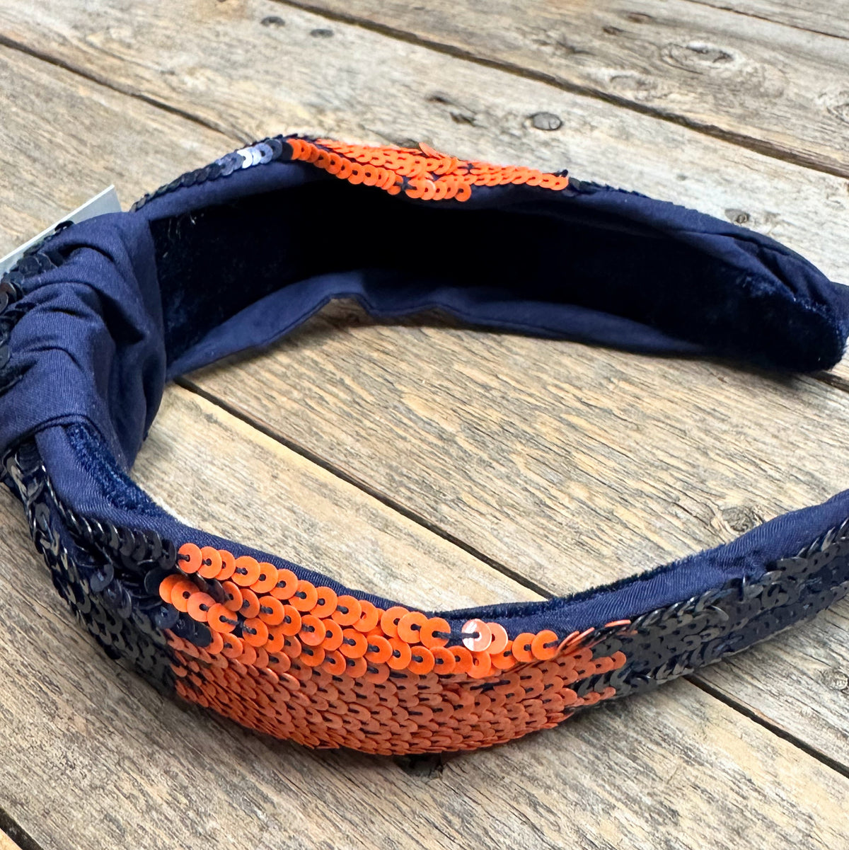Sequin Knot Headband | Orange+Blue