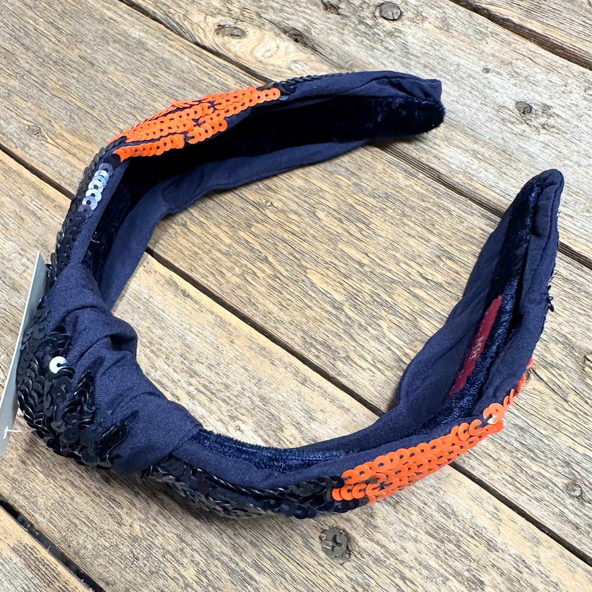 Sequin Knot Headband | Orange+Blue