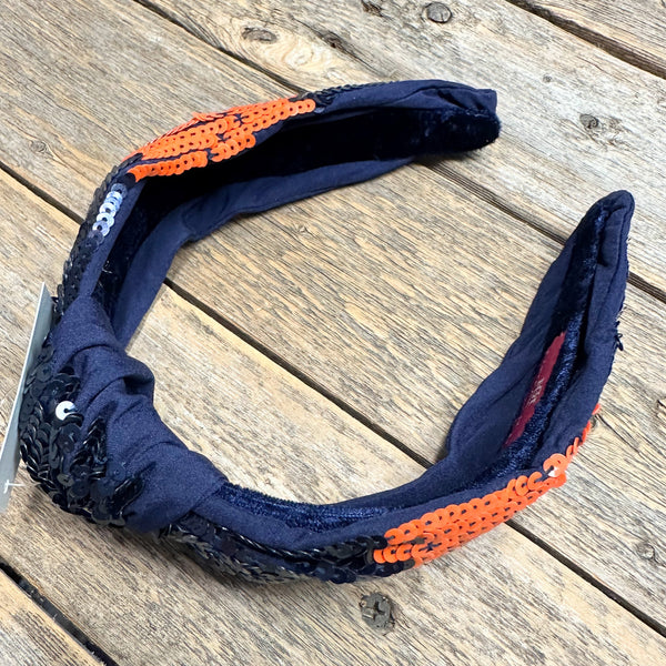 Sequin Knot Headband | Orange+Blue