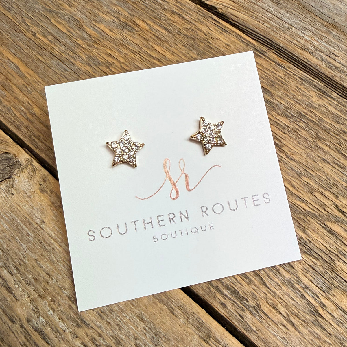 Crystal Star Stud Earrings | Gold