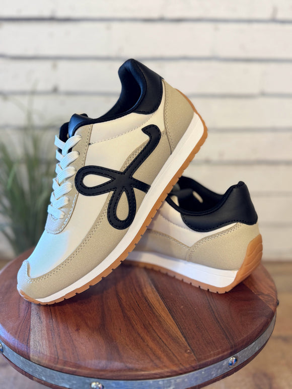 The Bow Sneaker | Black/Taupe
