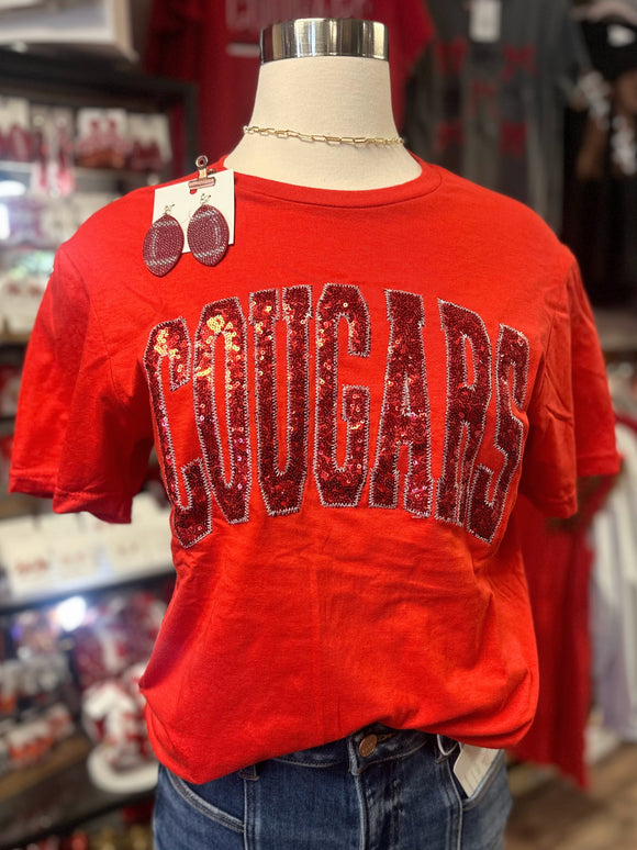 Cougars Sequin Tee | Red