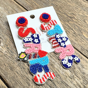 Stars & Stripes Earrings | Red+White+Blue+Pink