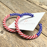 Patriotic Beaded Hoop Earrings | Red+White+Blue