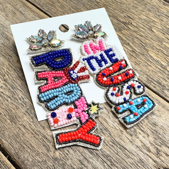 Party In The USA Earrings | Red+White+Blue+Pink