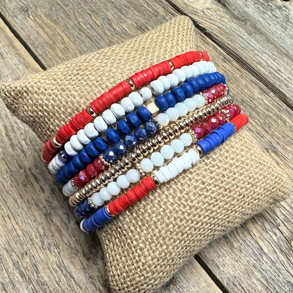 Stretch Bracelet Set | Red+White+Blue
