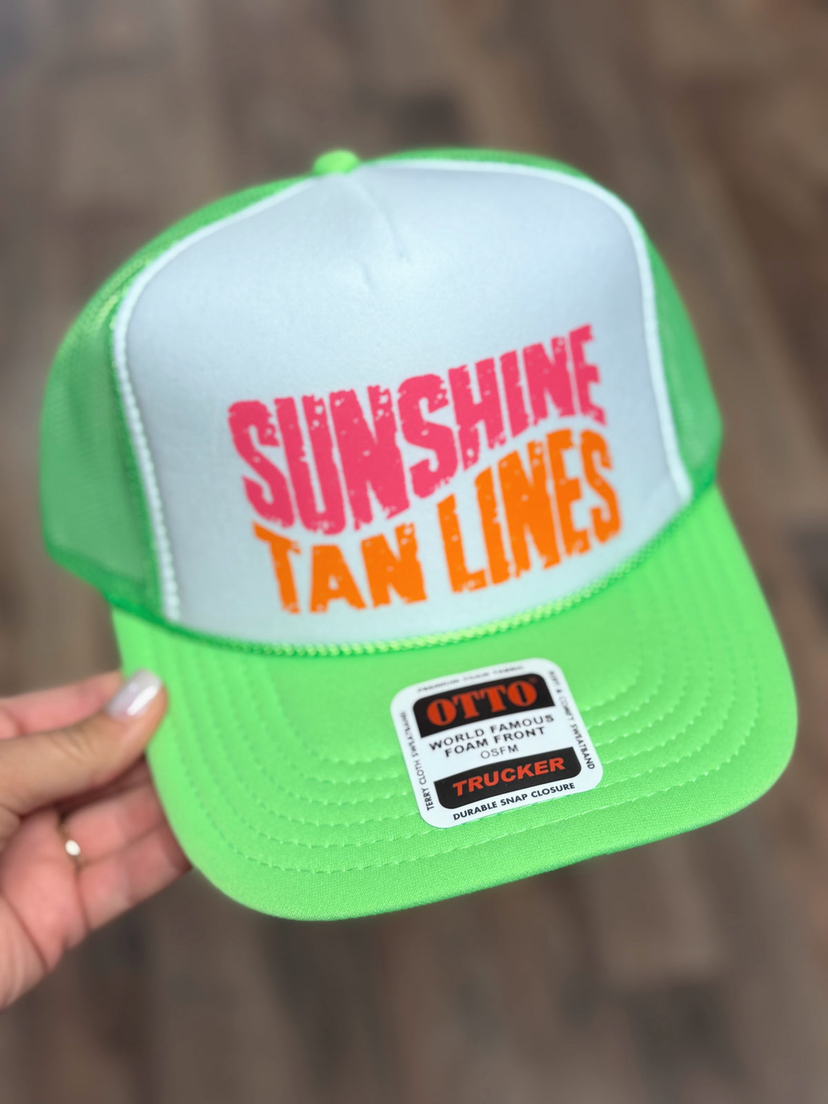 Sunshine Tan Lines Trucker Cap | Neon Lime Green
