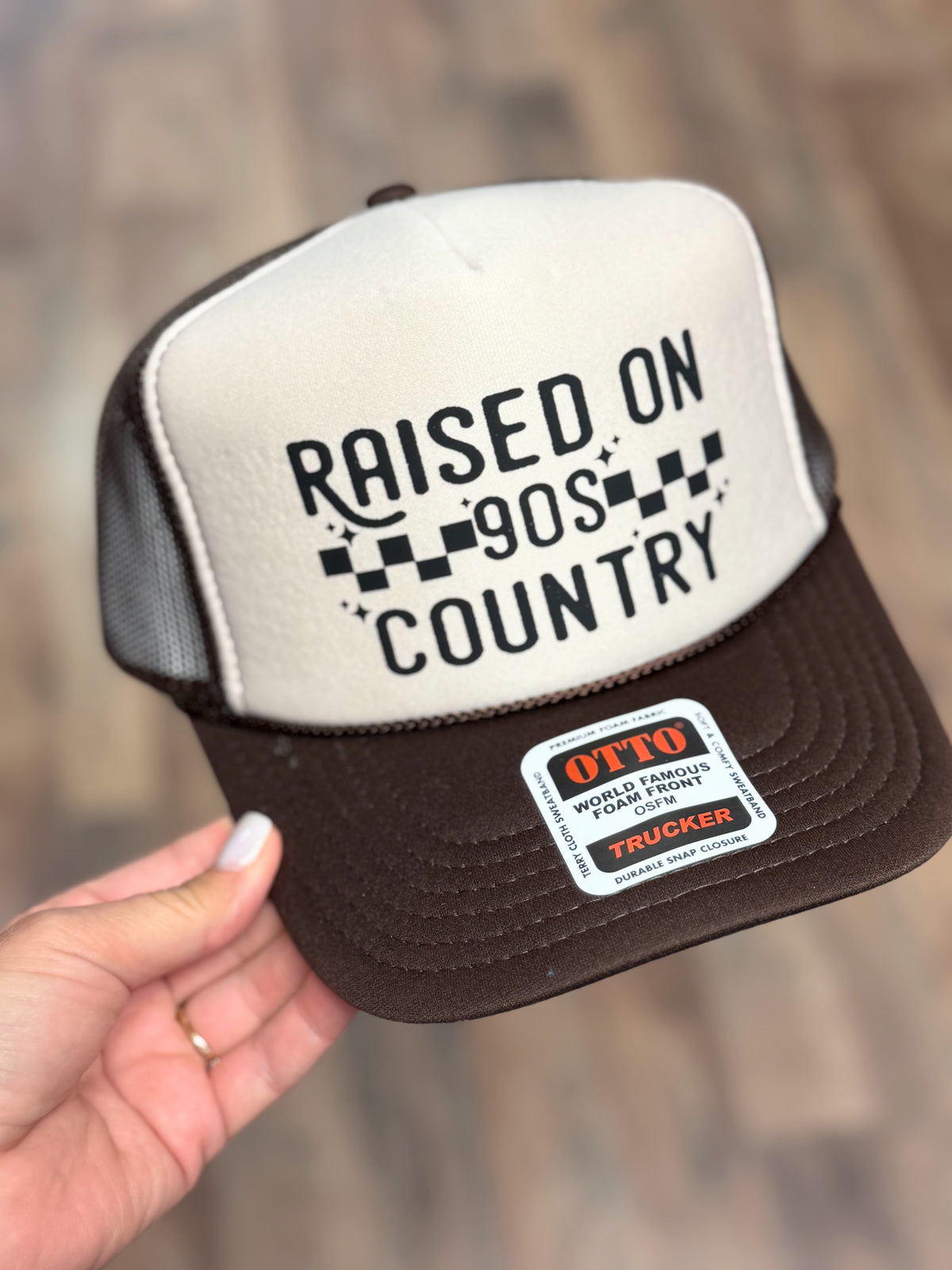 Raised On 90s Country Trucker Cap | Brown