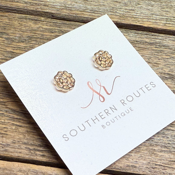 Rose Stud Earrings | Gold