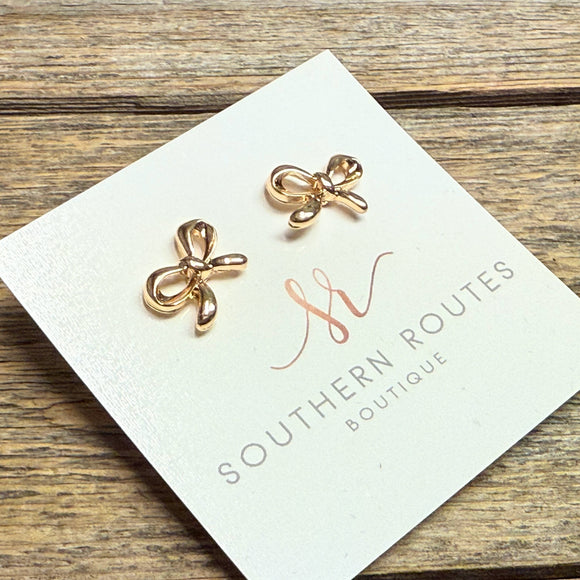 Petite Bow Stud Earrings | Gold