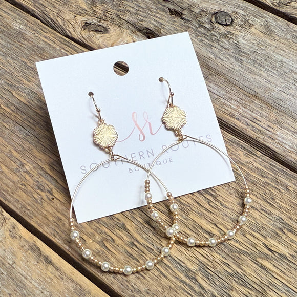 Circular Pearl Accent Earrings | Gold