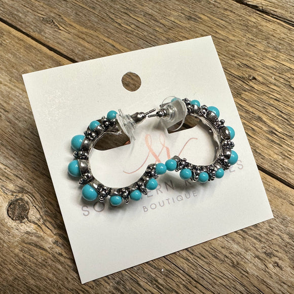 Western Hoop Earrings | Turquoise