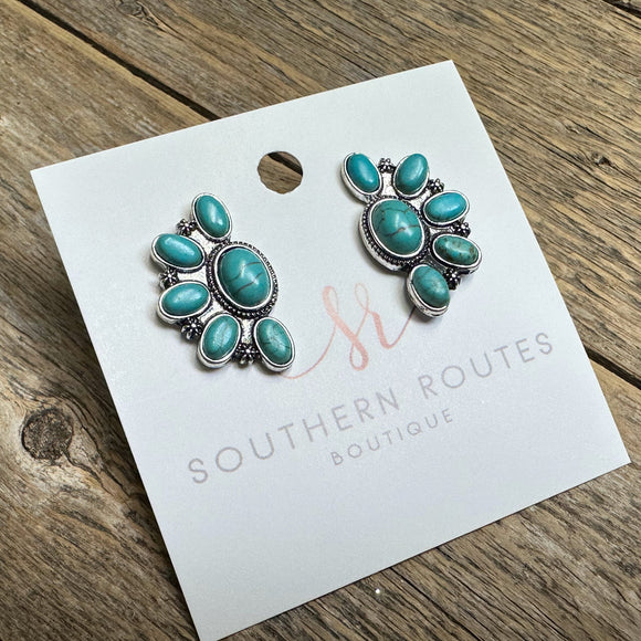 Western Stud Earrings | Turquoise Grain